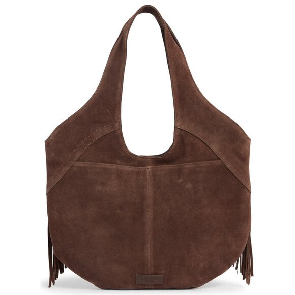 NWT $228 LUCKY BRAND Nyra Fringe Suede Tote Bag in Cappuccino Brown Western Boho - Picture 3 of 6